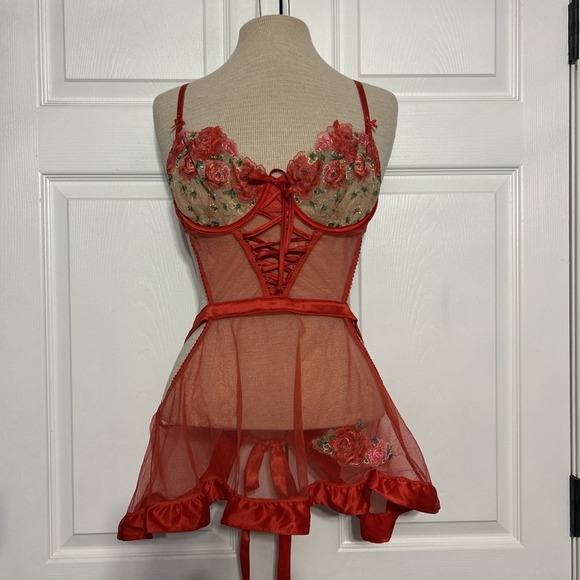 Victoria's Secret Other - Victoria's Secret Very Sexy Wicked Unlined Floral Embroidery Red Medium